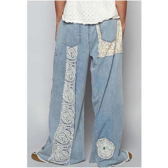 POL Blue Patchwork Flare Jeans - Picture 3 of 5
